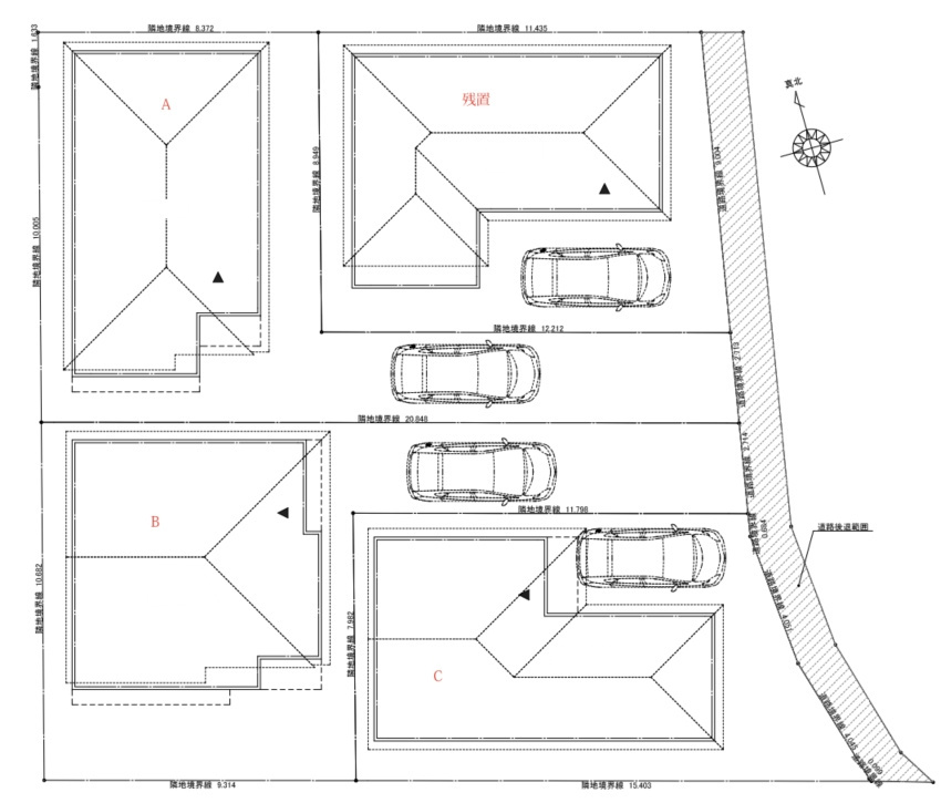 座間市新田宿　全3区画の区画図|全体区画図