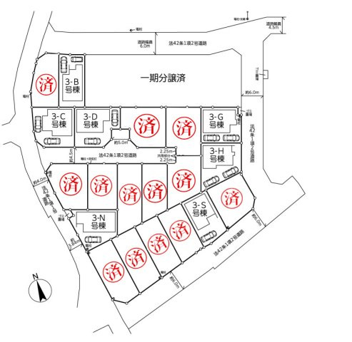 相模原市南区上鶴間本町９丁目　新築全12棟の区画図