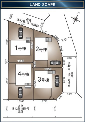 八王子市大塚第21　新築4棟の区画図|区画図