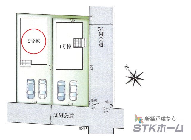 仲介手数料無料　鴻巣市吹上本町２丁目10-29　新築戸建　全２棟の区画図
