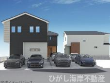 茅ヶ崎市中海岸４丁目　新築戸建　全３棟の外観パース|イメージパスですので実際のものと多少異なります