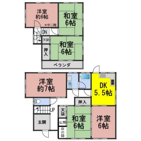古市場1丁目貸家の間取り