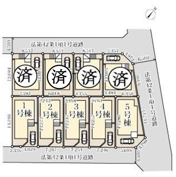 横浜市南区別所中里台の新築一戸建の区画図|全9区画の8号棟になります。