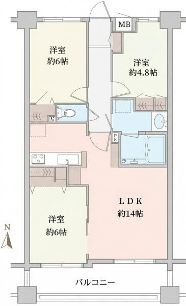マイキャッスル大口駅前の間取り|使い勝手の良い3LDK
お気軽にお問い合わせください。