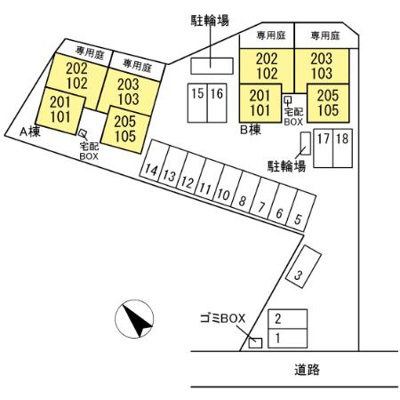 シャルマン深江 B棟の区画図