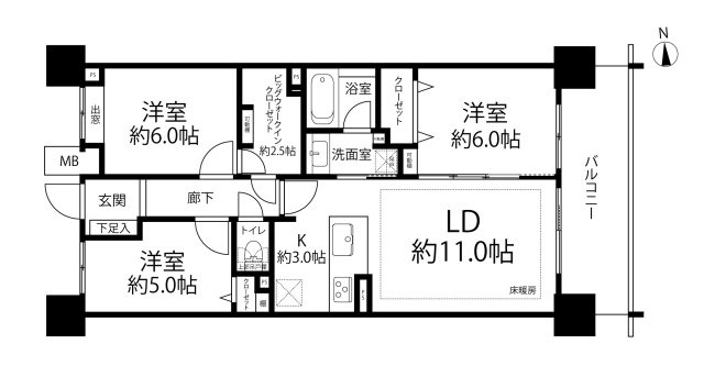 ■3LDK+BW　専用面積71.41㎡/バルコニー10.90㎡/アルコーブ：1.5平米 ※図面と現況が異なる場合は、現況優先となることをご了承願います。 