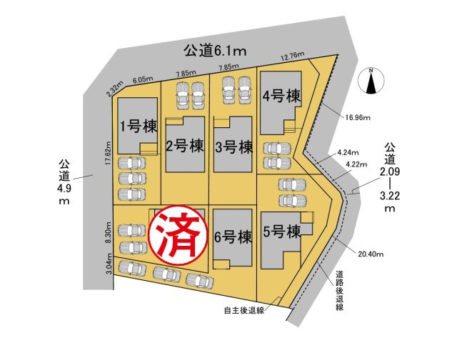【商談中】リーブルガーデン　各務原市那加前野町一丁目　全7区画分譲の区画図|■区画図
■YAMADA電機の　ヤマダ不動産　株式会社リライフ　
いつでもお問合わせ下さい。