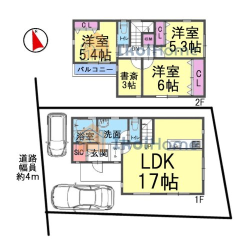 明石市大久保町江井島　新築戸建の間取り|【ホームページに現地動画掲載中】●年中無休：当日予約可●LDK17帖！洗面室３帖で広々！収納豊富！