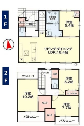 【LIGARE】小山市城東 第10期 全1棟の間取り|〇間取り図〇
4LDK+S+WIC+SIC+カースペース3台