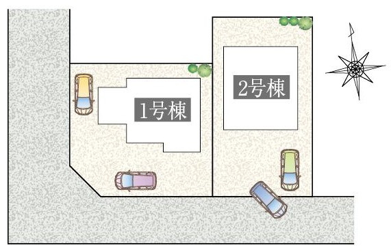 タマタウン牛久南の区画図|計2区画の分譲地。建物配置も無理なく、駐車も快適にできます。