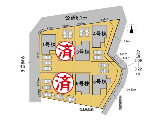 リーブルガーデン　各務原市那加前野町一丁目　全7区画分譲の区画図|■区画図
■YAMADA電機の　ヤマダ不動産　株式会社リライフ　
いつでもお問合わせ下さい。