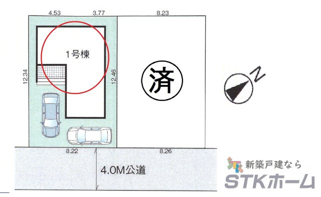 仲介手数料無料　桶川市朝日３丁目25-5　新築戸建　全２棟の区画図