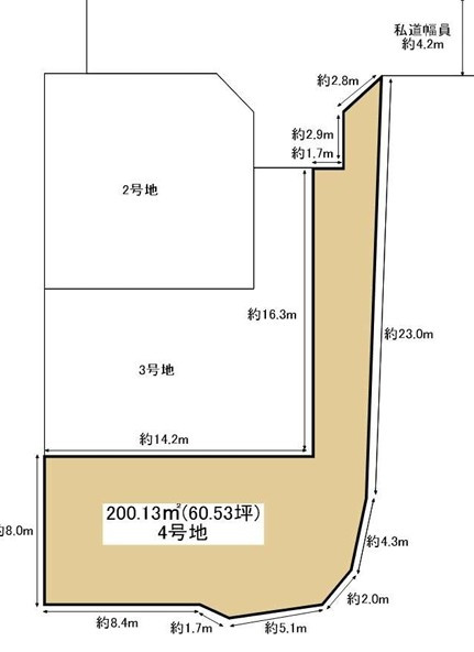 明石市大久保町西島全４区画4号地　土地の土地図|●年中無休：当日予約可●4号地は敷地約60.54坪ございます！４区画の中で一番広いです！