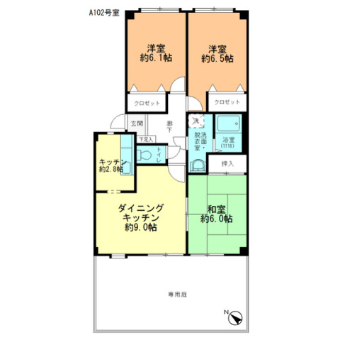 フォブール住吉Ａ棟の間取り|間取図