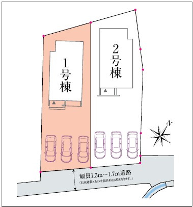 川中島町原 新築建売１号棟の区画図