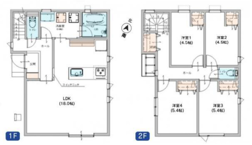 保土ケ谷区上菅田町の間取り|南向き２階建て、陽の光がサンサンと差込む大変明るい４LDKの戸建です。