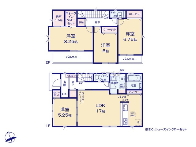 【間取り】 | 瀬戸市八幡台５丁目41『仲介料無料』新築戸建て | 2号棟