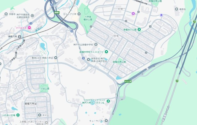神戸市北区唐櫃台　新築一戸建ての地図