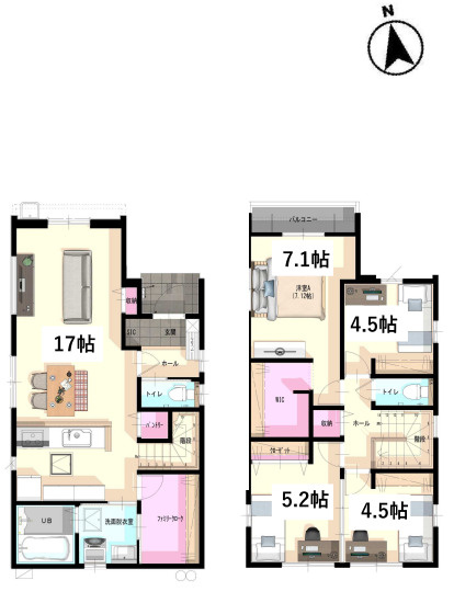 【間取り】 | 福岡市西区今宿2丁目1期　1号棟（全3棟）【仲介手数料無料・0円】 | 平日、土日祝日もお好きな日時にご見学可能です。お気軽にお問合せ下さい。