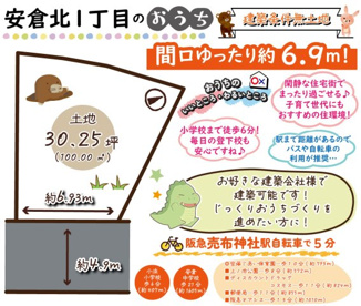 安倉北１丁目　建築条件無し土地の画像