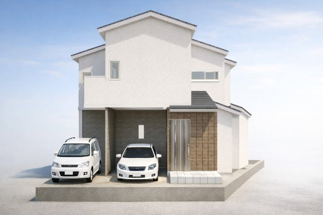 安倉北１丁目　建築条件付き土地の外観パース|【外観/イメージパース】
駐車並列2台可能で家族や来客にも安心。車の出し入れもスムーズで、ライフスタイルに合わせた便利な住まいです。