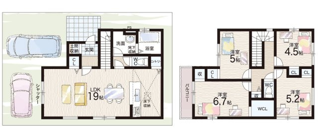 ■交野市松塚　第2期　新築一戸建ての間取り|2号地