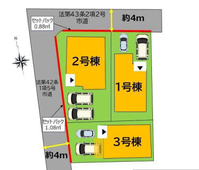 【区画図】 | 福岡市西区今宿2丁目1期　3号棟（全3棟）【仲介手数料無料・0円】 | 区画図です。3号棟