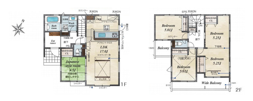 北本市東間7丁目　新築一戸建て　ブルーミングガーデン　01の間取り|【全6棟・1号棟】北本市東間7丁目　新築一戸建て　ブルーミングガーデン　01・4LDK・土地面積164.34m2・建物面積103.92m2