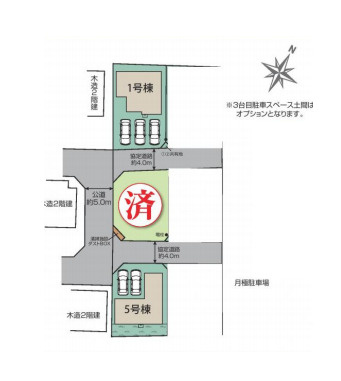 北本市東間7丁目　新築一戸建て　ブルーミングガーデン　01の区画図|1号棟