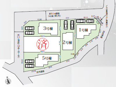 秦野市渋沢6期　新築戸建　全5棟5号棟の区画図