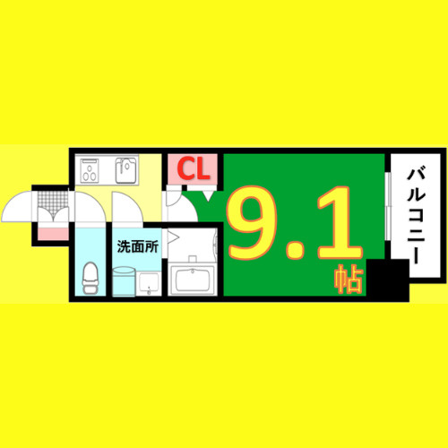 プレサンス栄フェル　名古屋市賃貸　仲介手数料無料の間取り