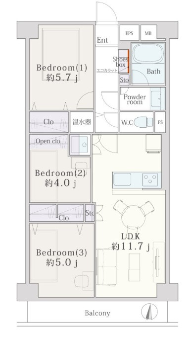 シャンボール大倉山の間取り