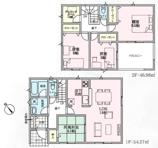 本庄市万年寺第４　の間取り|１号棟間取り図