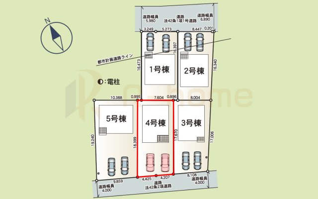 土浦市小松第7　新築戸建て　4号棟の区画図|大きなお買い物だからこそ、メリット・デメリットを伝えさせて頂きます。
R-homeにお任せください♪