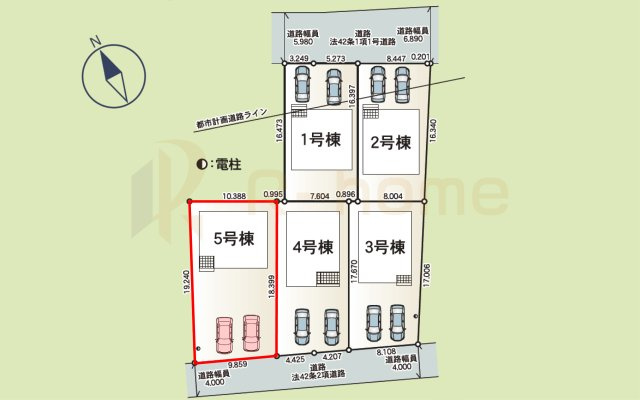 土浦市小松第7　新築戸建て　5号棟の区画図|大きなお買い物だからこそ、メリット・デメリットを伝えさせて頂きます。
R-homeにお任せください♪