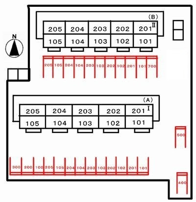 パストラル早苗・Ｂの区画図|駐車場