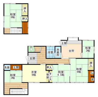 【間取り】 | 宇部市五十目山町 中古住宅 6DK／2階建
