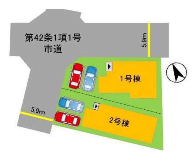 【区画図】 | 春日市白水ヶ丘2丁目5期　1号棟（全2棟）【仲介手数料無料・0円】 | 区画図です。1号棟