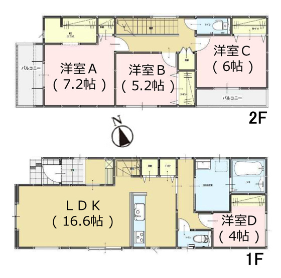 【間取り】 | 春日市白水ヶ丘2丁目5期　2号棟（全2棟）【仲介手数料無料・0円】 | 平日、土日祝日もお好きな日時にご見学可能です。お気軽にお問合せ下さい。