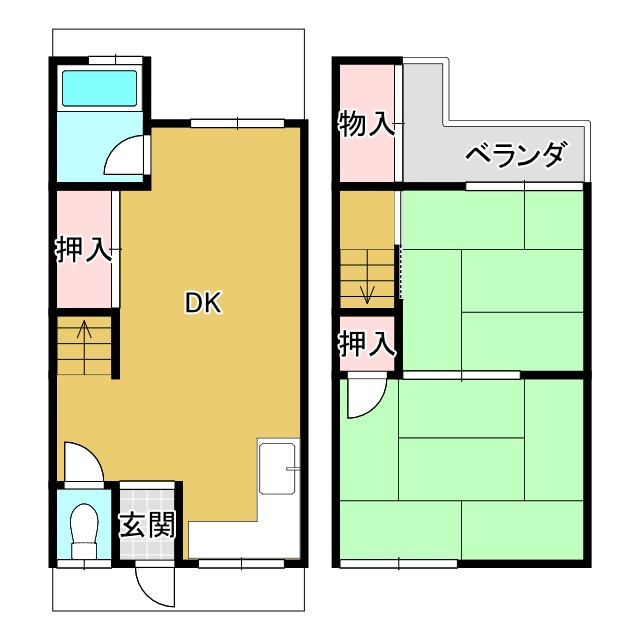 京都市北区西賀茂榿ノ木町　中古テラスハウスの間取り