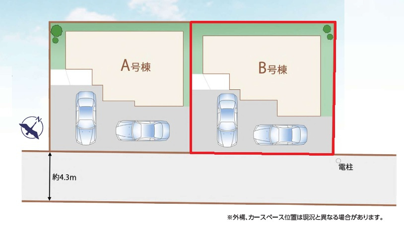 ハートフルタウン 　水戸市曙町1番37　Bの区画図|内覧、他の物件と合わせての現地ご案内、資金計画などもご相談ください！HPから、またお電話でも、お気軽にお問い合わせください。