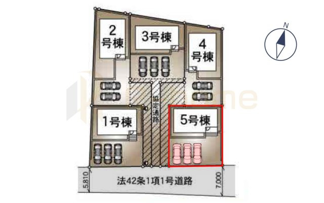 常総市水海道諏訪町第3　新築戸建て　5号棟の区画図|大きなお買い物だからこそ、メリット・デメリットを伝えさせて頂きます。
R-homeにお任せください♪