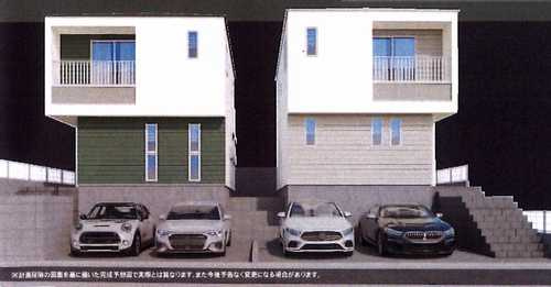 藤沢市辻堂東海岸1丁目　新築戸建全2棟の外観パース