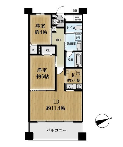 【間取り】 | □■ダイヤモンドライフ湘南■□ | 【2LDK】LDK14帖、洋室6帖・4帖