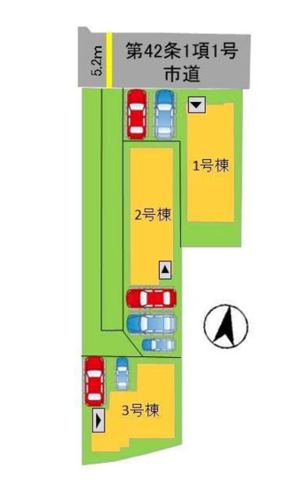 【区画図】 | 福岡市早良区次郎丸4丁目1期　1号棟（全3棟）【仲介手数料無料・0円】 | 区画図です。1号棟