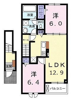 安芸高田市吉田町常友のアパートの間取り