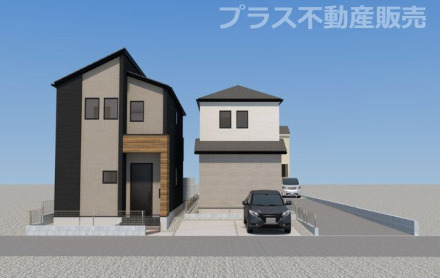 【外観】 | 福岡市早良区次郎丸4丁目1期　2号棟（全3棟）【仲介手数料無料・0円】 | 完成イメージの外観パースです。