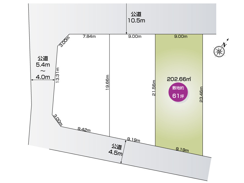 行田市佐間１丁目　３区画　3号地　土地61坪