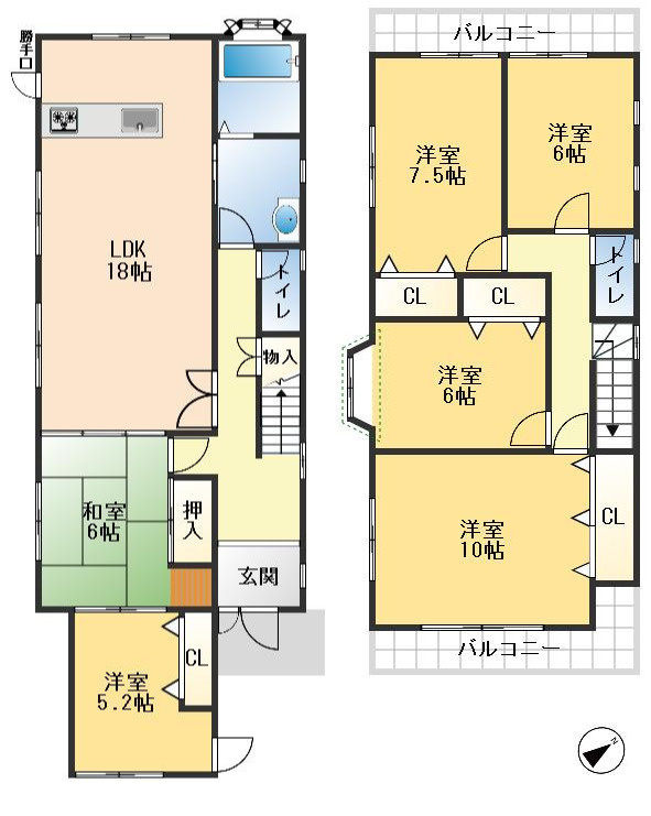 吹田市千里山東1丁目　中古戸建の間取り