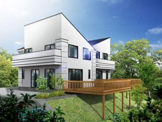 【完成予想図】 | 【仲介手数料無料】川崎市麻生区王禅寺東3丁目　建築条件付き売地（全2区画）No.1区画　2980万円 | 本パースは、イメージ図につき、風景、建物、植栽などについては施工後の現物との差異が生じます。
つきまして本パースによって生じたいかなる損害については一切責任を負いません